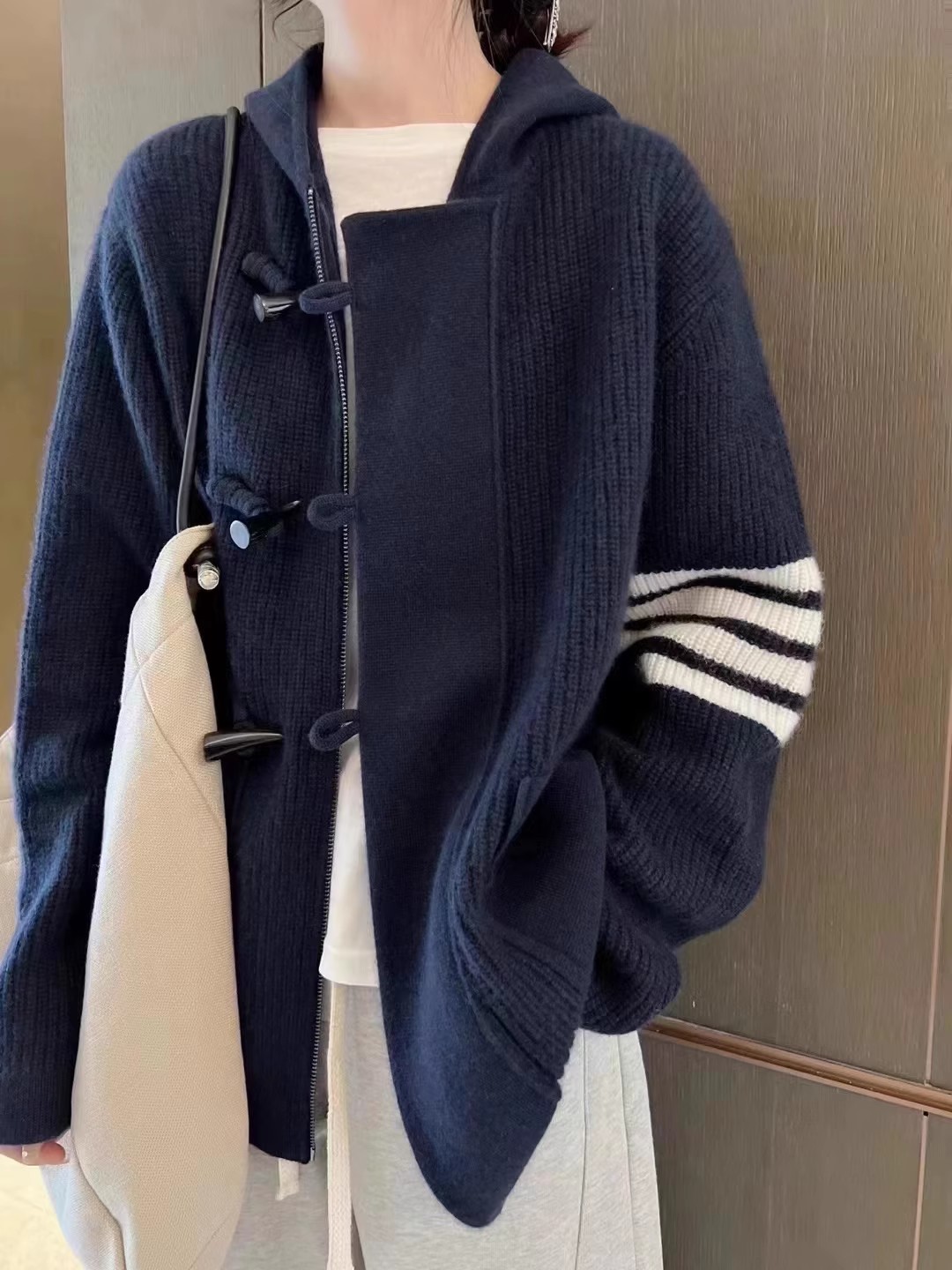 Wool Coat Peacoat - Cardigan lavorato a maglia TB cappotto